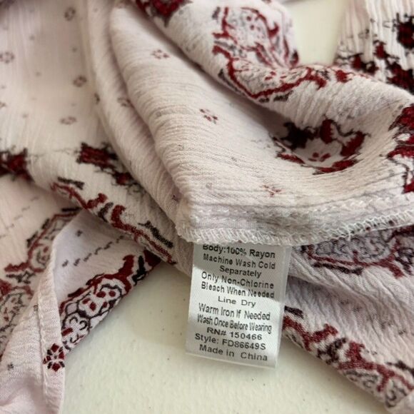 Fun 2 Fun Blouse Women's Medium V-Neck Popover 3/4 Sleeve Sheer Boho Top Casual - Picture 7 of 8